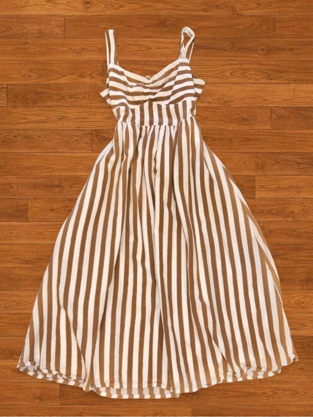 Steve Madden Brown and White Striped Midi Dress